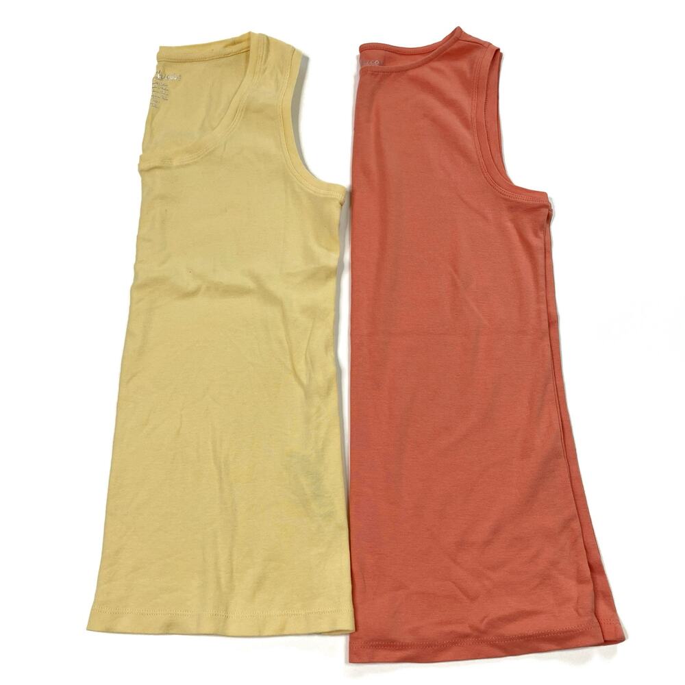 Chico's Lot of 2 100% Cotton Tank Tops Solid Orange Yellow Womens Chicos 1/US M